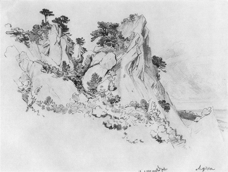 Pines on the cliffs. Alupka, 1879 - 伊凡·伊凡諾維奇·希施金