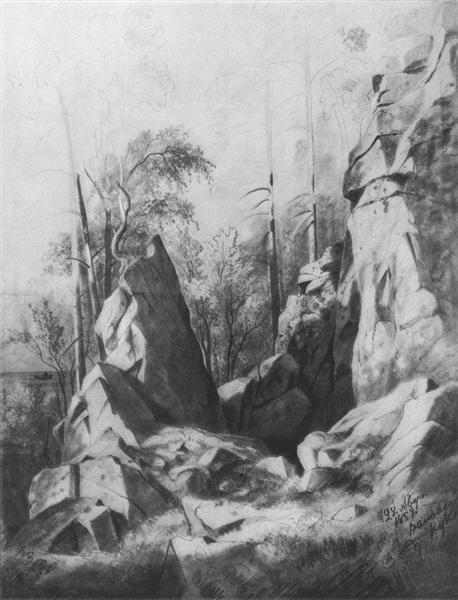 Rocks on the island of Valaam. Kukko, 1859 - Iwan Iwanowitsch Schischkin