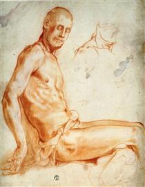 Christ Seated, as a Nude Figure - Jacopo da Pontormo