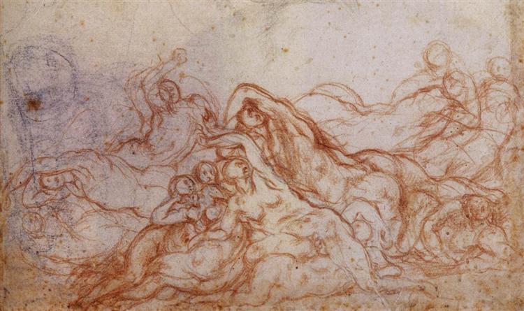 Ескіз для "Потопу", c.1546 - Джакопо Понтормо