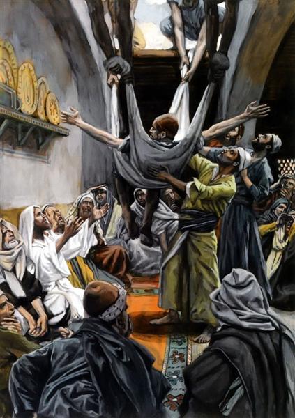 Man with Palsy Lowered to Christ - James Tissot