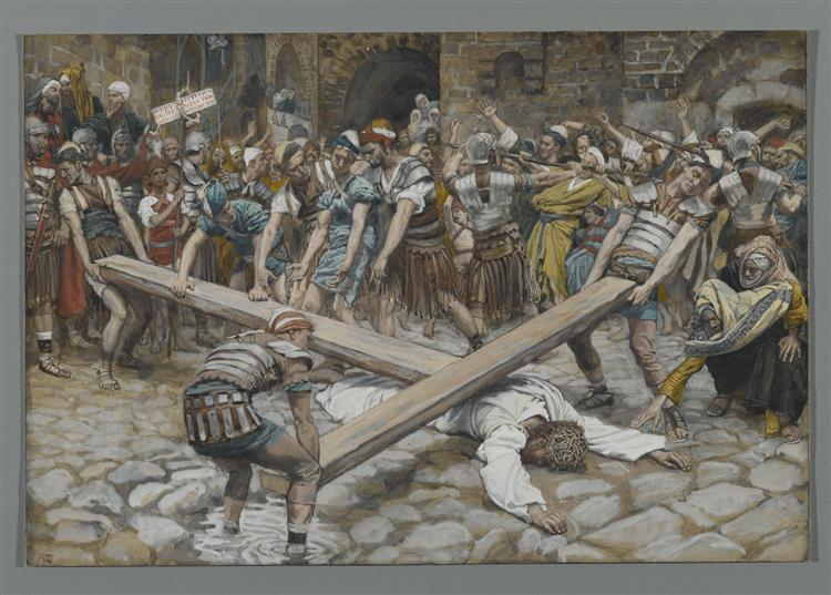 Simon the Cyrenian Compelled to Carry the Cross with Jesus (Simon de Cyrène contraint de porter la Croix avec Jésus) - 詹姆斯·迪索