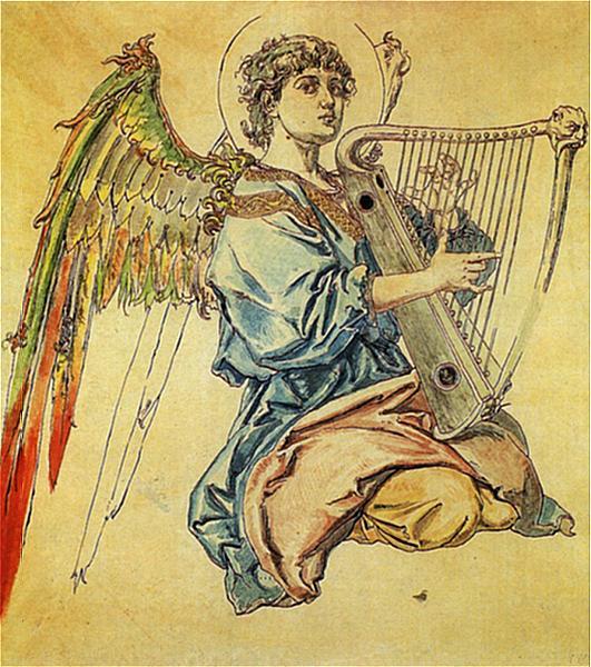 Angel with harp - Ян Матейко