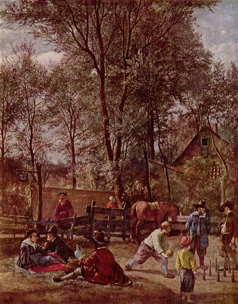 Skittle Players outside an Inn, 1660 - 1663 - Ян Стен