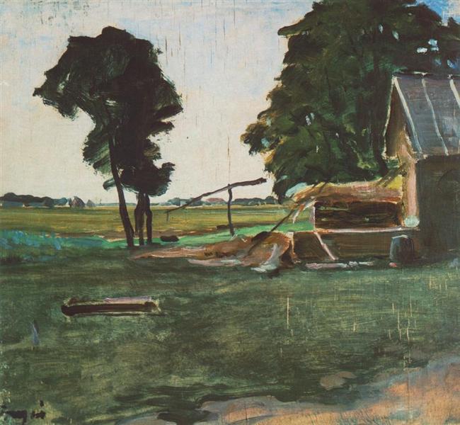 Farm with shadoof, 1907 - Янош Торняй