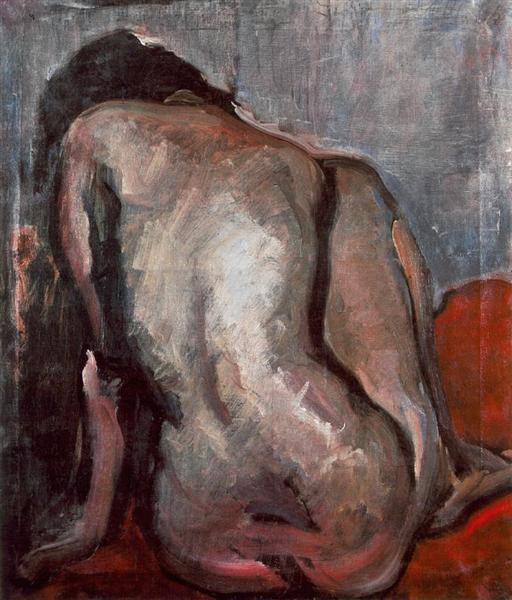 Sitting Nude from the Back, 1919 - Janos Tornyai