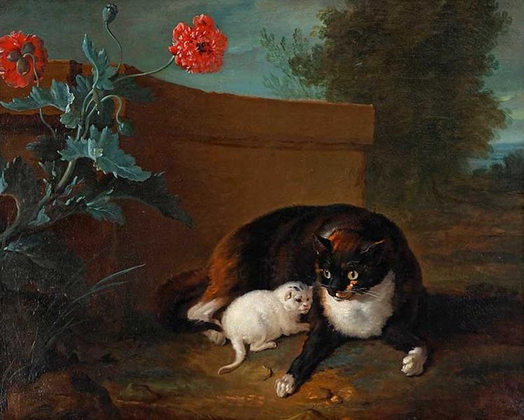 Chatte et chaton, et Chien et perroquet, 1737 - Jean-Baptiste Oudry