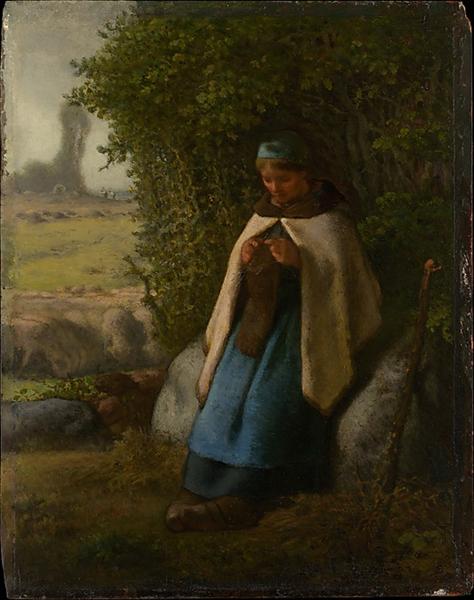 Shepherdess Seated on a Rock, 1856 - 米勒