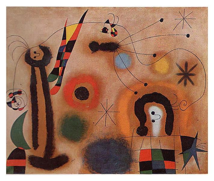 Dragonfly with Red-Tipped Wing in Pursuit of a Serpent Spiralling Toward a Comet, 1951 - Joan Miro