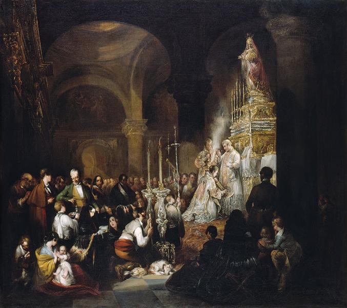 High Mass in an Andalusian church, 1840 - Хоакин Мануэль Фернандес Крусадо