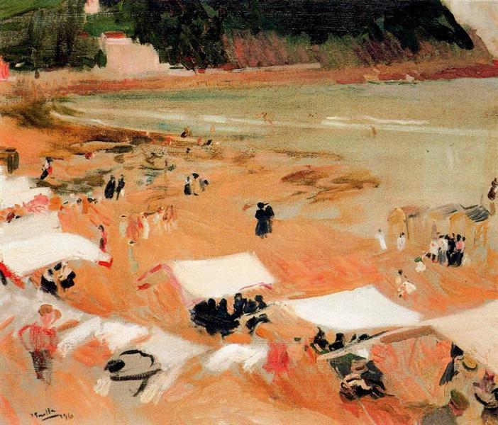 Beach at Zarauz, 1910 - 霍金‧索羅亞