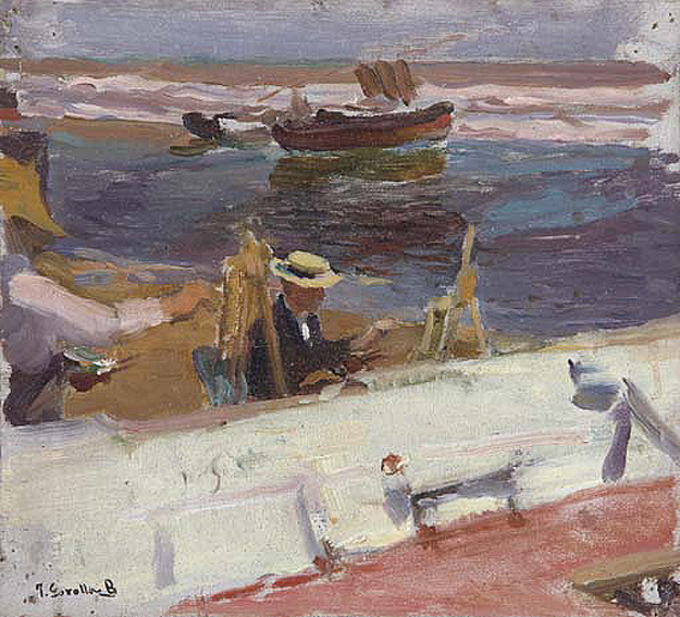 Painters on the beach - Хоакін Соролья