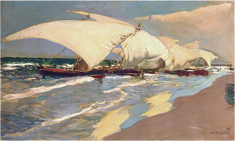 Valencian boats, 1908 - Joaquin Sorolla