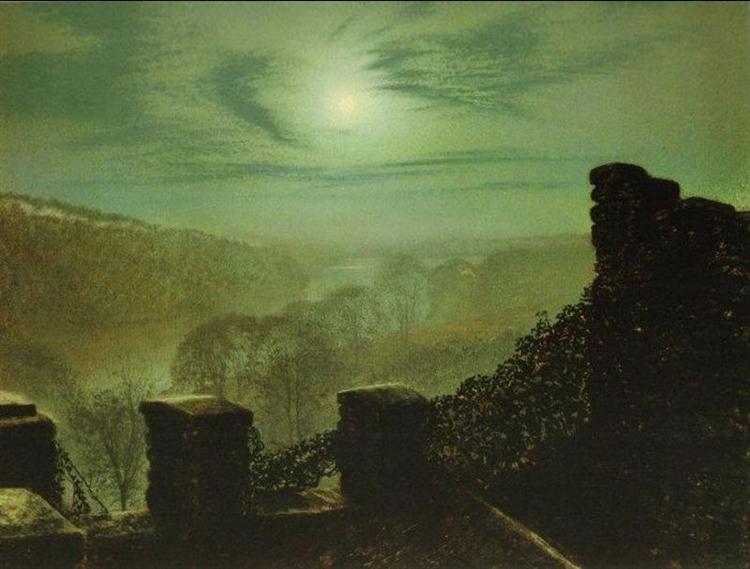Full Moon behind Cirrus Cloud from the Roundhay Park Castle Battlements, 1872 - John Atkinson Grimshaw