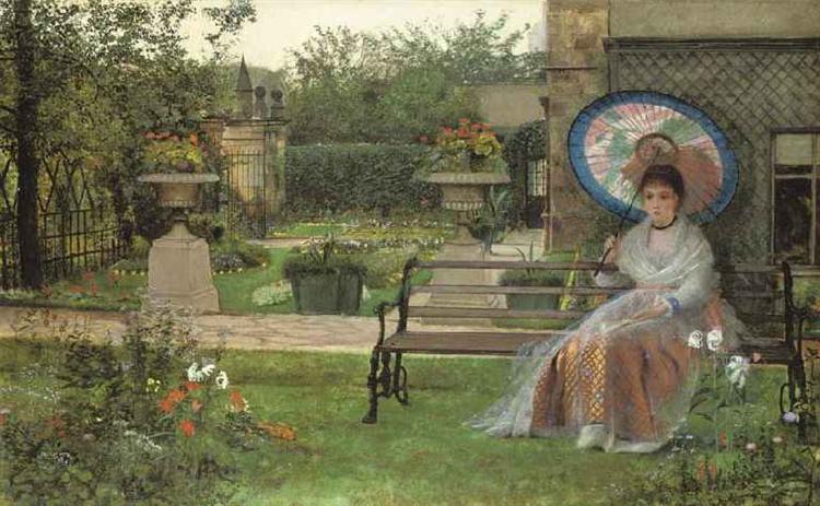 У саду, 1875 - Джон Еткінсон Грімшоу