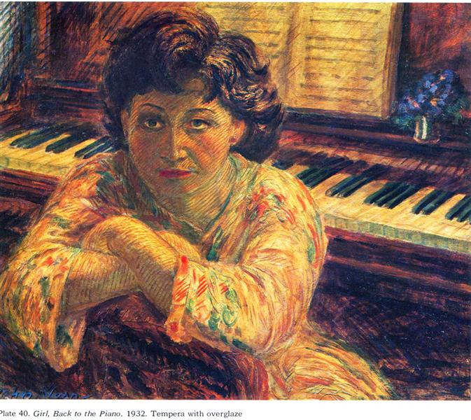 Girl, Back to the Piano, 1932 - Джон Френч Слоан