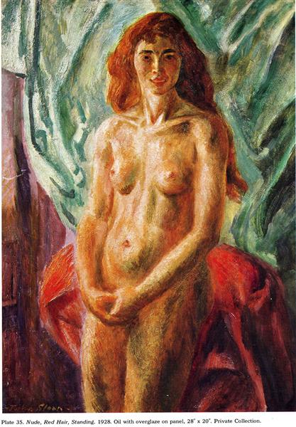 Nude, Red Hair, Standing, 1928 - Джон Френч Слоан