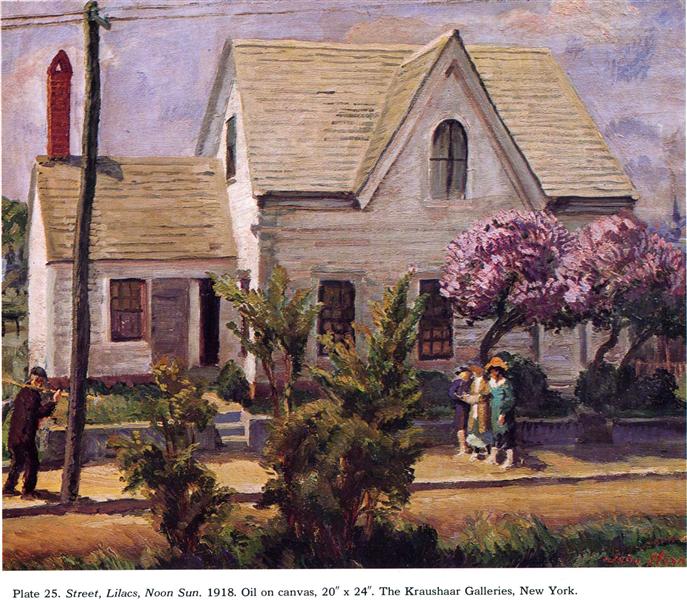 Street, Lilacs, Noon Sun, 1918 - John French Sloan