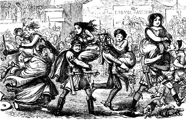 The Romans walking off with the Sabine Women - John Leech