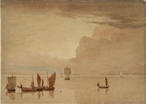 Sea-piece with Fishing Boats in a Calm None - John Varley