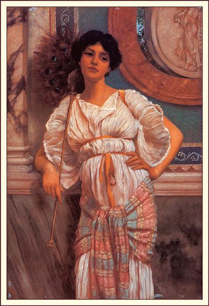 A Classical Beauty With A Peacock, 1905 - 約翰·威廉·高多德