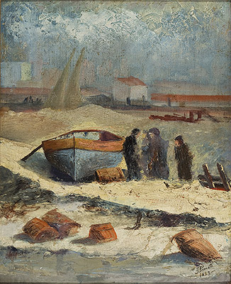 Barco e Pescadores, 1933 - Жозе Пансетті