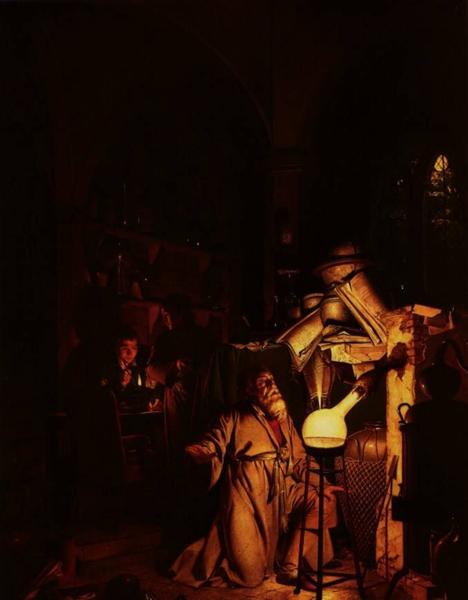 The Alchemist Discovering Phosphorus or The Alchemist in Search of the Philosophers Stone, 1771 - Joseph Wright
