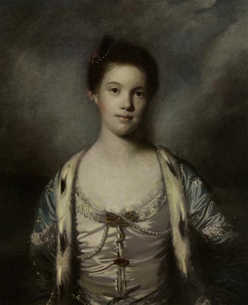 Portrait of Bridget Moris in a White Silk Dress - Joshua Reynolds ...