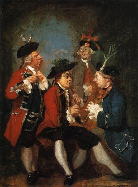 Sir Thomas Kennedy, James Caulfeild, Mr. Ward and Mr. Phelps, 1751 - Джошуа Рейнольдс