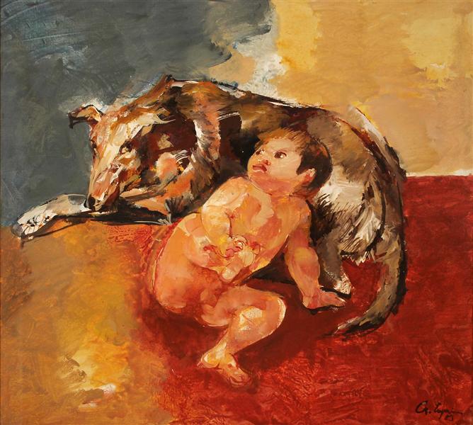 Chico y perro - Juan Carlos Castagnino