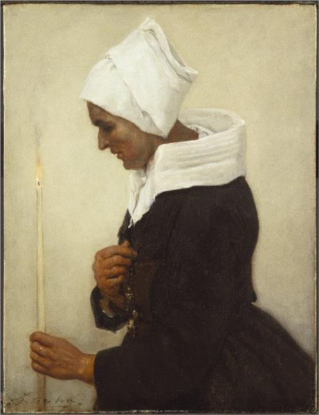 Breton Peasant Woman Holding a Taper, 1869 - Жуль Бретон