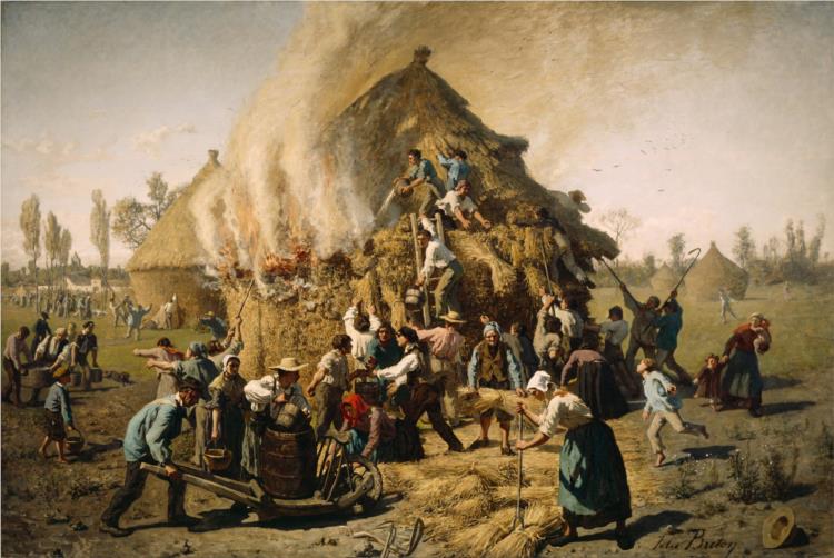 Fire in a Haystack, 1856 - Жуль Бретон