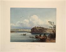 A Mandan village, plate 16 from Volume 1 of 'Travels in the Interior of North America' - Karl Bodmer
