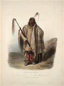 A Minatarre or Big bellied indian, plate 17 from Volume 2 of 'Travels in the Interior of North America' - Karl Bodmer