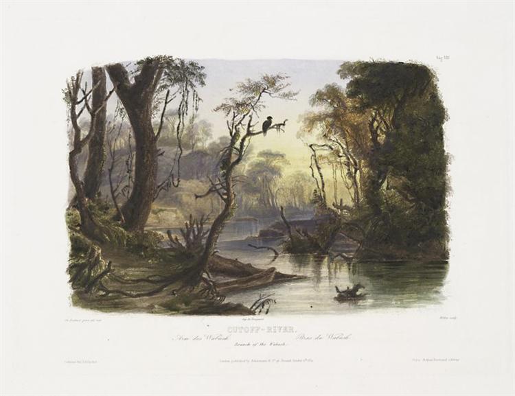 Cutoff River, Branch of the Wabash, plate 8 from Volume 1 of 'Travels in the Interior of North America', 1843 - Karl Bodmer