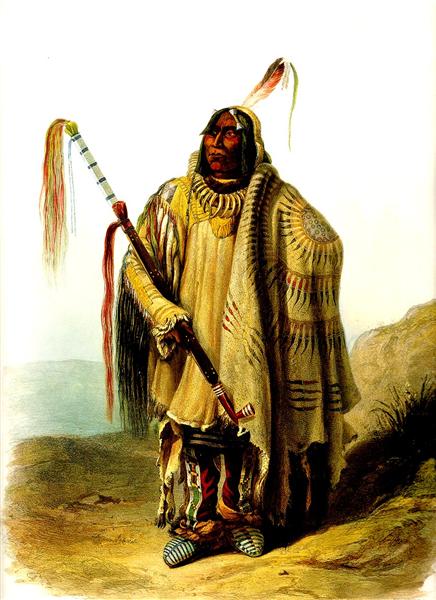 Pehriska Ruhpa Minatarre or Big Bellied Indian, 1834 - Карл Бодмер