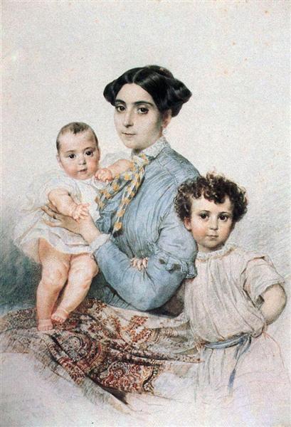 Портрет Терезы-Микеле Титтони с сыновьями, 1850 - 1852 - Карл Брюллов
