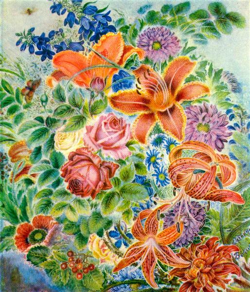 Garden flowers, 1952 - Kateryna Bilokur