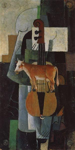 Cow and Fiddle, 1913 - Kazimir Malévich