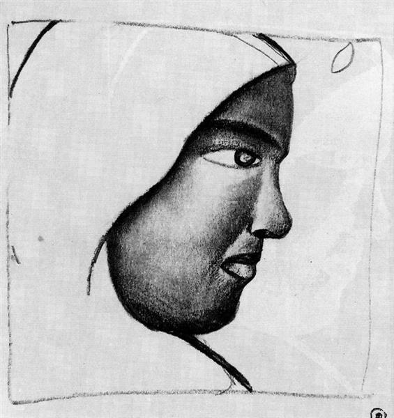 Woman s Head in Profile, 1912 - Kasimir Sewerinowitsch Malewitsch