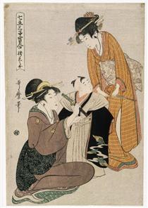 Dressing a Boy on the Occasion of His First Letting His Hair Grow - Kitagawa Utamaro