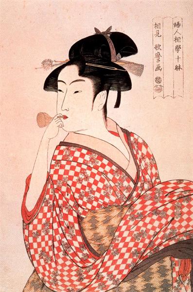 Girl blowing Vidro - Китагава Утамаро