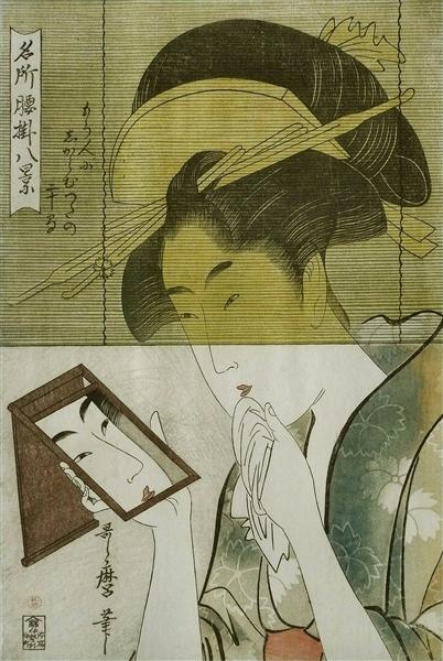 Woman with a Mirror - Utamaro