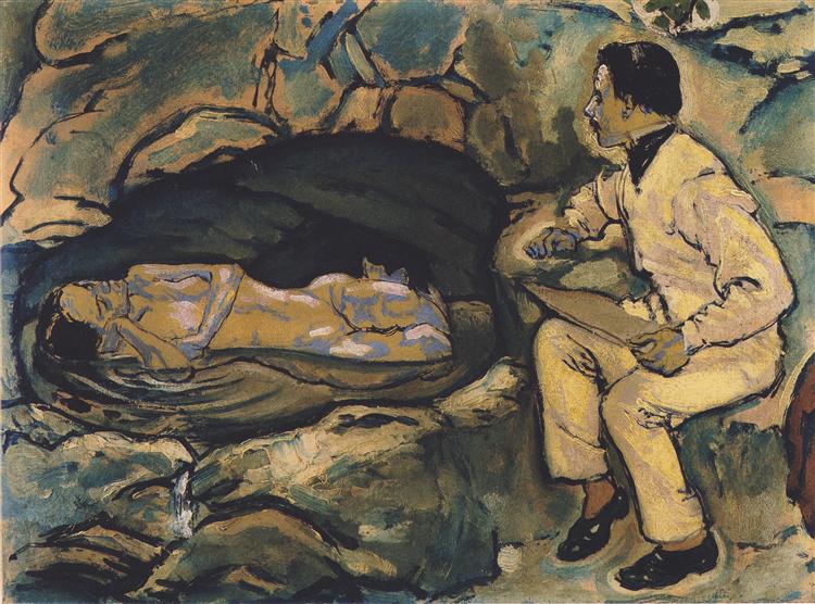 Self-Portrait with mermaid, 1914 - Коломан Мозер