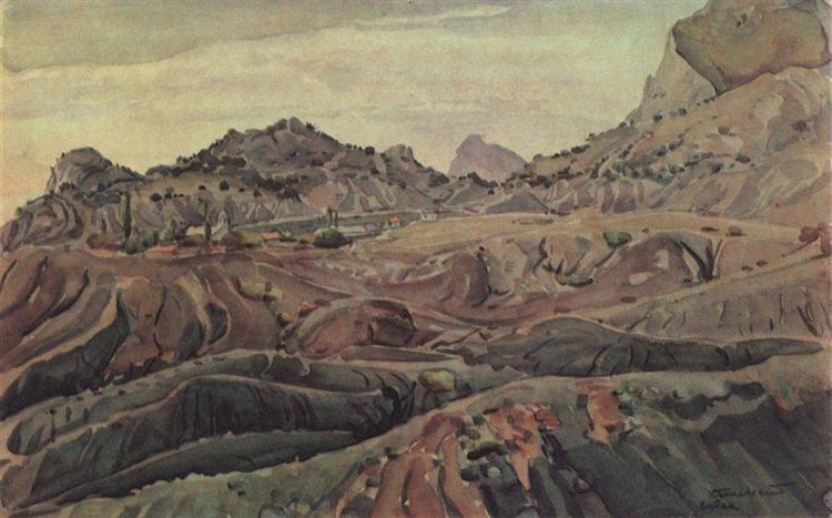 View of Sudak's environs, c.1935 - Constantin Bogaïevski