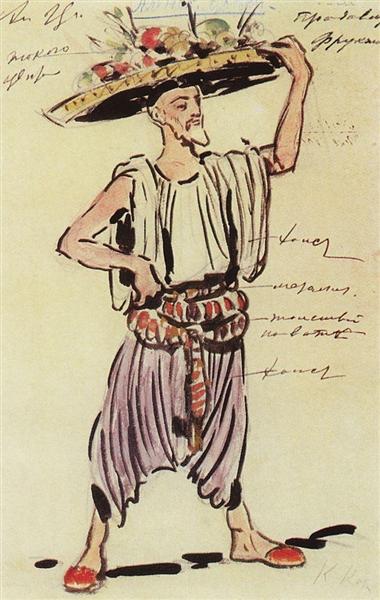 Fruit seller.Costume design for Gartman`s ballet, 1906 - Костянтин Коровін