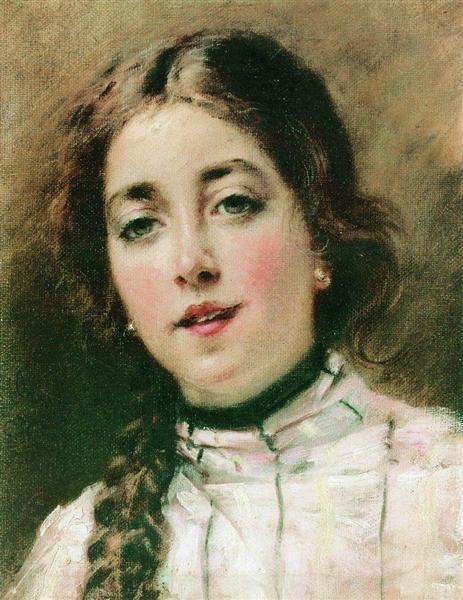 Portrait of Artist's Daughter Olya, c.1900 - Konstantin Makovsky