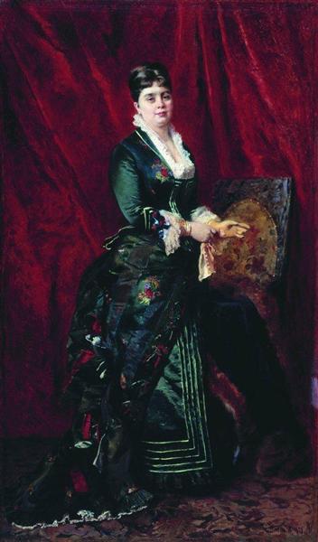 Portrait of the Young Lady with Green Dress, 1879 - Konstantin Makovsky