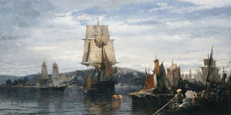 Outside the harbor, 1872 - Konstantinos Volanakis