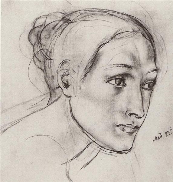 Female head, 1910 - Kuzma Petrov-Vodkin